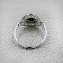 Vintage Inspired Round Gemstone Statement Ring in Ornate Silver Tone