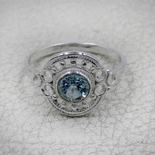 Vintage Inspired Round Gemstone Statement Ring in Ornate Silver Tone