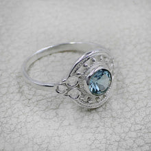 Vintage Inspired Round Gemstone Statement Ring in Ornate Silver Tone