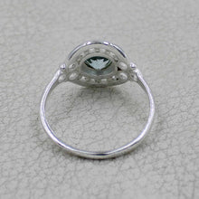 Vintage Inspired Round Gemstone Statement Ring in Ornate Silver Tone