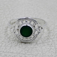 Vintage Inspired Round Gemstone Statement Ring in Ornate Silver Tone