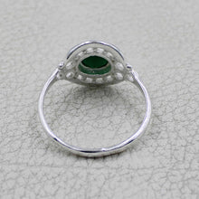 Vintage Inspired Round Gemstone Statement Ring in Ornate Silver Tone