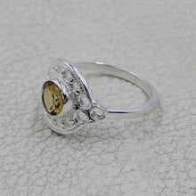 Vintage Inspired Round Gemstone Statement Ring in Ornate Silver Tone