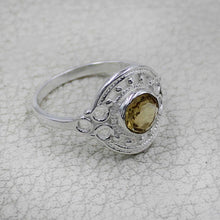 Vintage Inspired Round Gemstone Statement Ring in Ornate Silver Tone