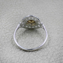 Vintage Inspired Round Gemstone Statement Ring in Ornate Silver Tone