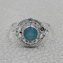Vintage Inspired Round Gemstone Statement Ring in Ornate Silver Tone