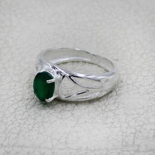 925 Sterling Silver Oval Gemstone Ring Openwork Design