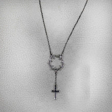 Silver Thorn Crown Rosary Necklace with Cross Pendant – Gothic Christian Statement Jewelry