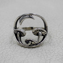 Sterling Silver Mushroom & Crescent Moon Fantasy Ring