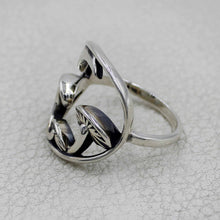 Sterling Silver Mushroom & Crescent Moon Fantasy Ring