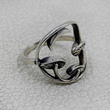 Sterling Silver Mushroom & Crescent Moon Fantasy Ring