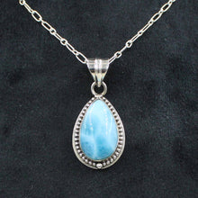 Sky Blue Larimar Teardrop Pendant in Sterling Silver