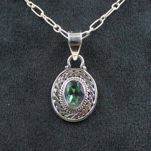 Ornate Oval Gemstone Pendant with Rope Design