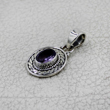 Ornate Oval Gemstone Pendant with Rope Design