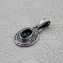 Ornate Oval Gemstone Pendant with Rope Design