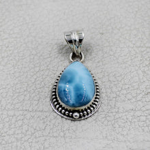Sky Blue Larimar Teardrop Pendant in Sterling Silver