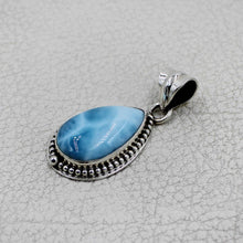 Sky Blue Larimar Teardrop Pendant in Sterling Silver