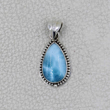 Sky Blue Larimar Teardrop Pendant in Sterling Silver