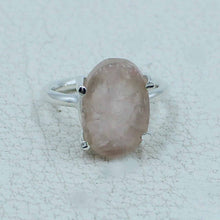 Rough Rose Quartz Sterling Silver Ring