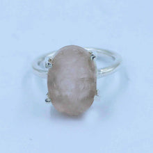Rough Rose Quartz Sterling Silver Ring