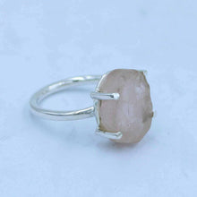 Rough Rose Quartz Sterling Silver Ring