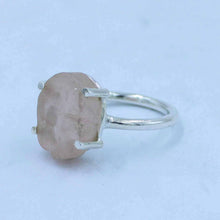 Rough Rose Quartz Sterling Silver Ring