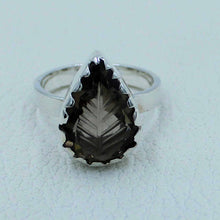 Smoky Quartz Leaf Shape Silver Ring