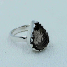 Smoky Quartz Leaf Shape Silver Ring