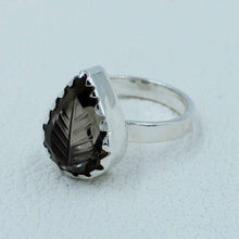 Smoky Quartz Leaf Shape Silver Ring