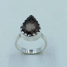 Smoky Quartz Leaf Shape Silver Ring