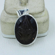 Smoky Quartz Carved Silver Pendant