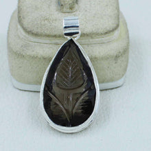 Smoky Quartz Carved Sterling Silver Pendant