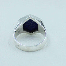Hexagon Shape Lapis Lazuli Gemstone Silver Ring