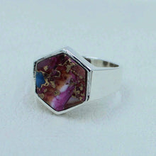 Hexagon Spiny Turquoise Silver Ring