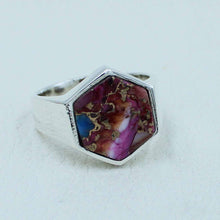 Hexagon Spiny Turquoise Silver Ring