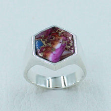 Hexagon Spiny Turquoise Silver Ring