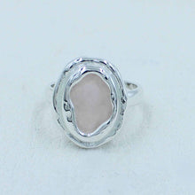 Rose Quartz Cut Stone Silver Ring