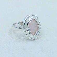 Rose Quartz Cut Stone Silver Ring