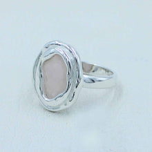 Rose Quartz Cut Stone Silver Ring