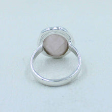 Rose Quartz Cut Stone Silver Ring