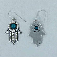 925 Sterling Silver Turquoise Hamsa Hand Dangle Earrings