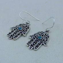 Hamsa Earrings with Turquoise Gemstone Jewelry