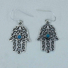 Hamsa Earrings with Turquoise Gemstone Jewelry