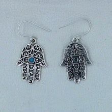 Hamsa Earrings with Turquoise Gemstone Jewelry