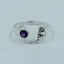 Amethyst Sterling Silver Moon Ring