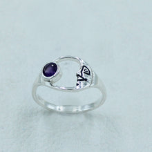Amethyst Sterling Silver Moon Ring