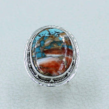 Spiny Oyster Turquoise Silver Designers Ring size 8