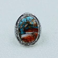Spiny Oyster Turquoise Silver Designers Ring size 8