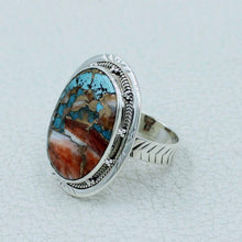Spiny Oyster Turquoise Silver Designers Ring size 8