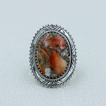 Orange Oyster Turquoise Sterling Silver Ring